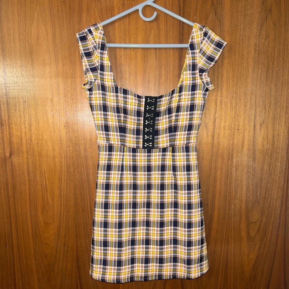 Capulet Lera Yellow Dixon Plaid Short Sleeve Mini Dress Size S - Picture 3 of 6